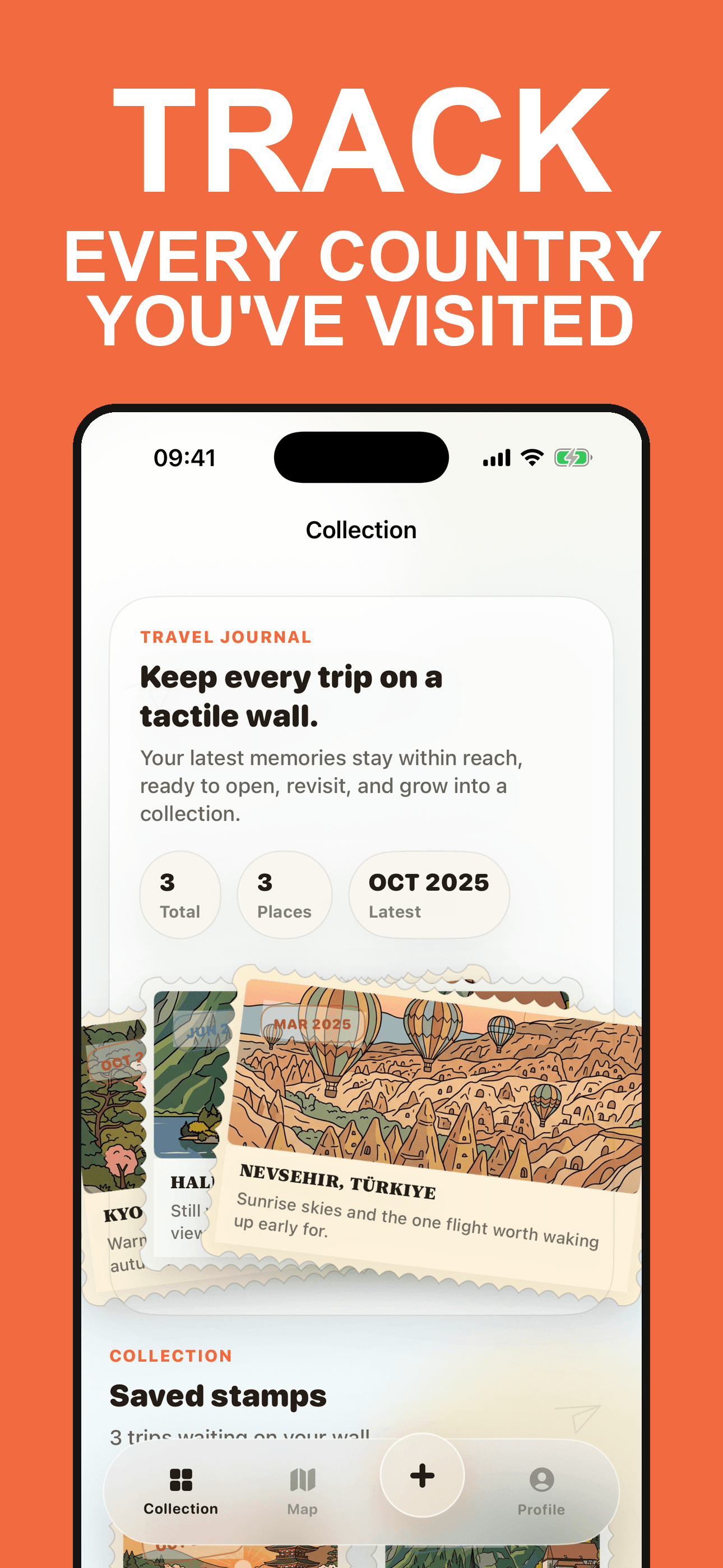 Roamory screenshot for countries visited tracking